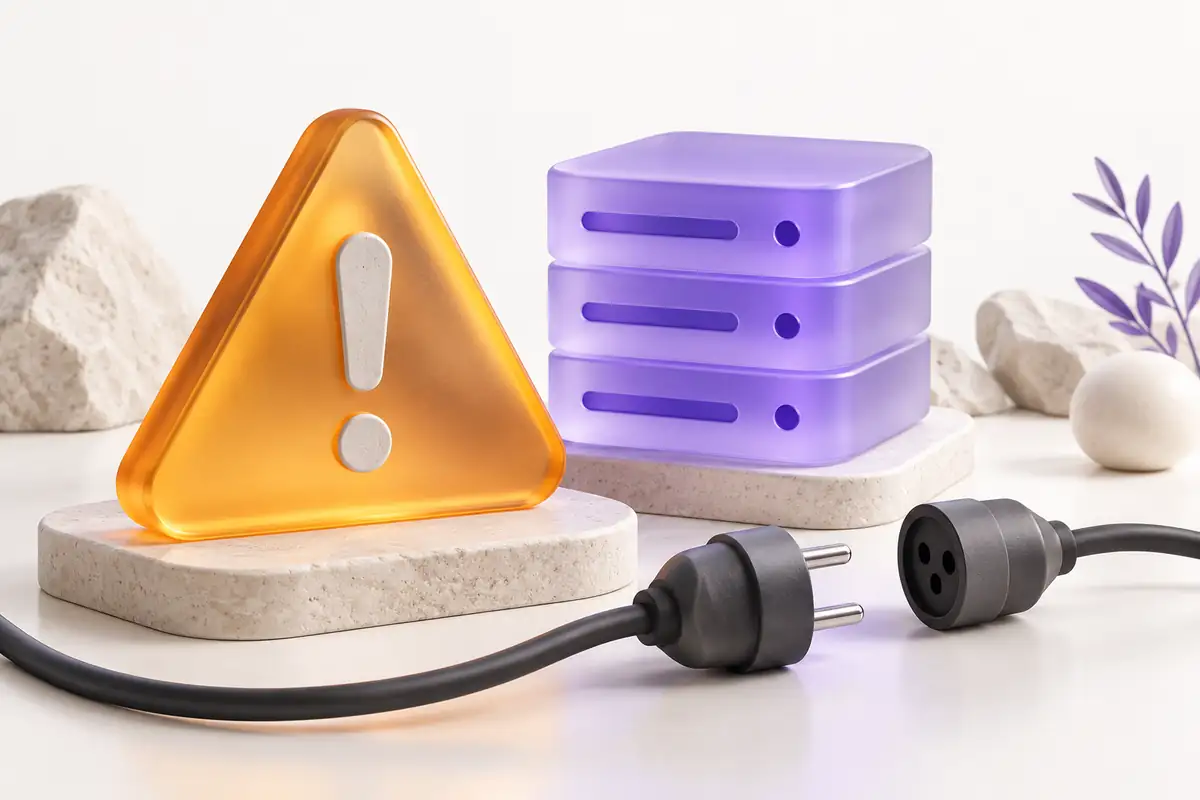 A warning triangle beside a disconnected data module