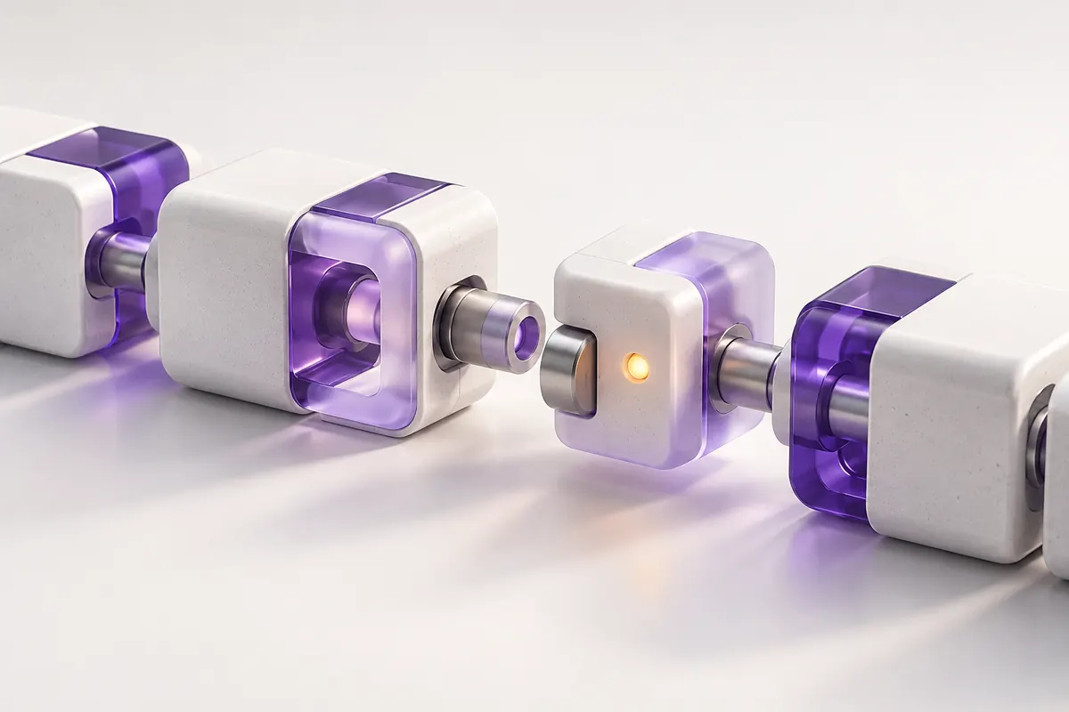 Modular data blocks with an interrupted connection and an amber status light